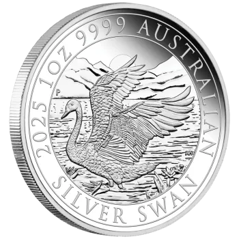 1 Unze Silbermünze Australien 2025 in Polierte Platte | Motiv: Der Schwan - The Swan | Perth Money Expo ANDA Ausgabe