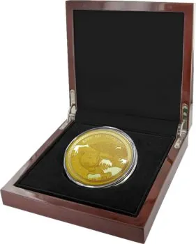 5 Unzen Goldmünze Tschad 2018 mit Leopard-Motiv aus der African Safari Serie, polierte Platte, inklusive Seriennummer