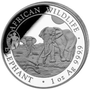 1 Unze Silbermünze Somalia 2025 – Elefant mit Privy Mark „ANA Oklahoma City“ aus 999,9 Feinsilber, Motiv Somalia Elefant 2026, in Etui mit Zertifikat