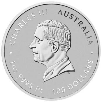 „1 Unze Platinmünze Australien 2026 Lunar Serie III mit Pferd-Motiv, geprägt von der Perth Mint, Vorderseite mit Königinnenportrait, Rückseite mit detailreichem Pferdedesign, weltweit auf 5.000 Exemplare limitiert.“