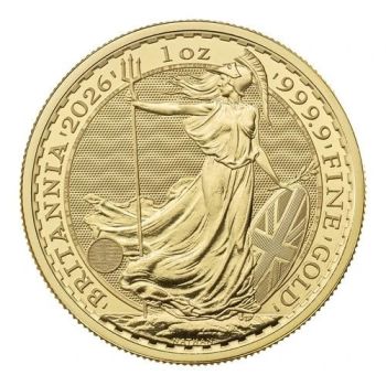 1 Unze Goldmünze Großbritannien 2026 – Britannia mit Porträt von König Charles III. Vorderseite zeigt das offizielle Porträt des Königs, Rückseite die klassische Darstellung der Britannia. Lieferung einzeln in Kapseln oder im 10er Tube