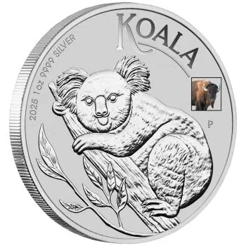 1 Unze Silbermünze Australien 2025 Koala im Blister, Sonderausgabe der Perth Mint zur ANA World's Fair of Money, mit Bison Privy Mark, limitierte Auflage 2.500 Stück