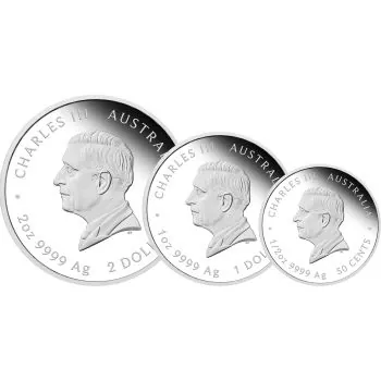 Australien 3er Silbermünzen SET 2026 in Polierte Platte - Lunar Serie 3 - Motiv: PFERD ( Perth Mint )