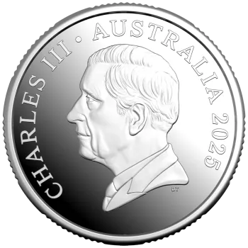 „1 oz Silbermünze Australien 2025 der Royal Australian Mint in Polierter Platte. Motiv mit Känguru im Bush-Capital-Design, spiegelnde und mattierte Elemente, geliefert im hochwertigen Etui mit Schuber.“