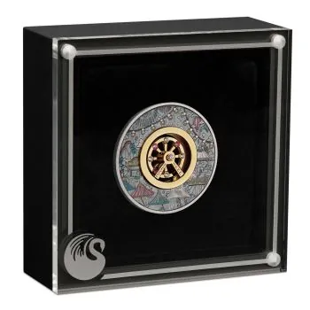 2 Unze Silbermünze Tuvalu 2025 mit Farbe veredelt in Antique Finish | MOTIV: Ferris Wheel ( Perth Mint ) *