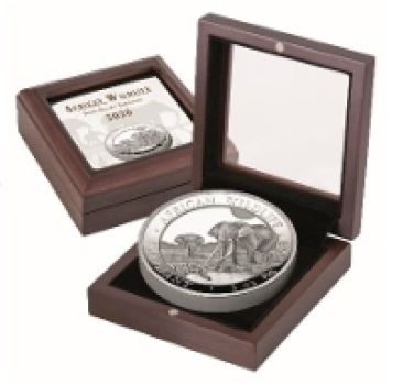 1 Unze Silbermünze Somalia 2026 – Elefant, Ultra High Relief und Polierte Platte, detailreiches Elefantenmotiv mit plastischer Tiefenwirkung, Lieferung im Etui mit nummeriertem Echtheitszertifikat.