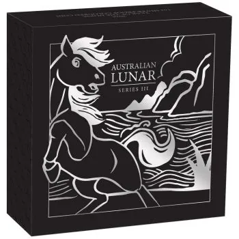 1 Unze Silbermünze Australien 2026 Polierter Platte in Farbe - Lunar Serie 3 - Motiv: PFERD ( Perth Mint ) °