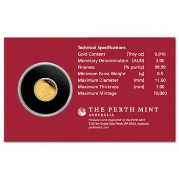 0,5 Gramm Goldmünze Australien 2026 Polierte Platte im Blister, Lunar Serie 3 Motiv Pferd aus 999,9 Feingold, geprägt von der Perth Mint.