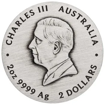 2 Unzen Silbermünze Australien 2026 Lunar Serie 3 Pferd in Antique Finish aus 999,9 Feinsilber, geprägt von der Perth Mint, ausgeliefert im Münzetui mit Zertifikat, weltweit auf 1.888 Stück limitiert.