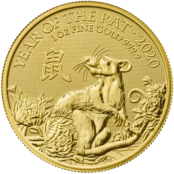 1 Unze Goldmünze Großbritannien 2020 | Lunar Serie - Motiv: Ratte