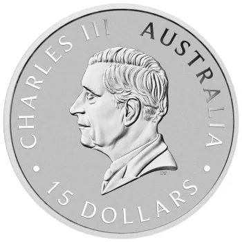 1/10 Unze Platinmünze Australien 2026 Kookaburra aus 999,5 Platin, Motiv mit australischem Eisvogel, Wertseite mit Porträt von König Charles III.