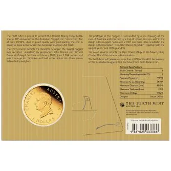 1 Unze Silbermünze Australien 2026 Kookaburra mit partieller Vergoldung im Blister, Privy Mark zur Perth Stamp and Coin Show, geprägt in 999,9er Feinsilber