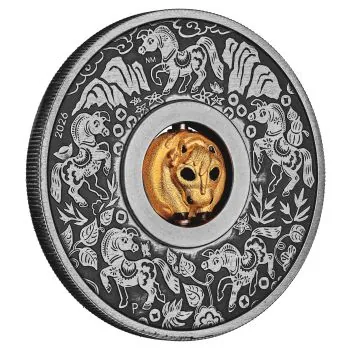 1 Unze Silbermünze Tuvalu 2026 Rotating Charm in Antique Finish | Lunar Serie - Motiv: YEAR OF THE HORSE ( Pferd )
