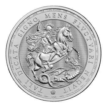 1 Unze Silbermünze Großbritannien 2026 mit dem Motiv Löwe und Adler, geprägt in 999er Feinsilber, Wertseite mit Porträt von König Charles III.