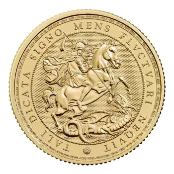 „1/4 Unze Goldmünze Großbritannien 2026 – Britannia mit Porträt von König Charles III. Vorderseite zeigt das offizielle Porträt des Königs, Rückseite die klassische Darstellung der Britannia.“