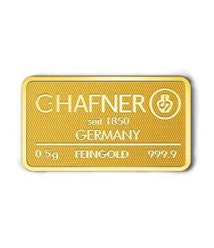 0,5 Gramm Goldbarren C.HAFNER – Neuware mit Seriennummer, geprägt im Blister, LBMA-zertifiziert