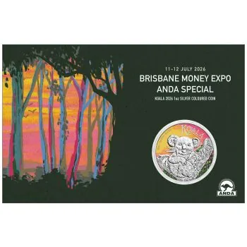 1 Unze Silbermünze Australien 2026 Blister in Farbe - Koala | Brisbane Money Expo ANDA Special