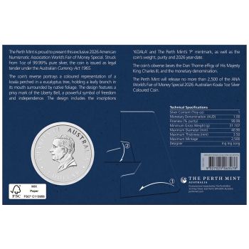 1 oz Silver Koala 2026 Perth Mint Pittsburgh ANA World’s Fair of Money Special with Liberty Bell Privy Mark