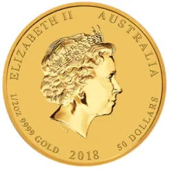 1/2 Unze Goldmünze Australien 2018 - Lunar Serie 2 - Motiv: HUND