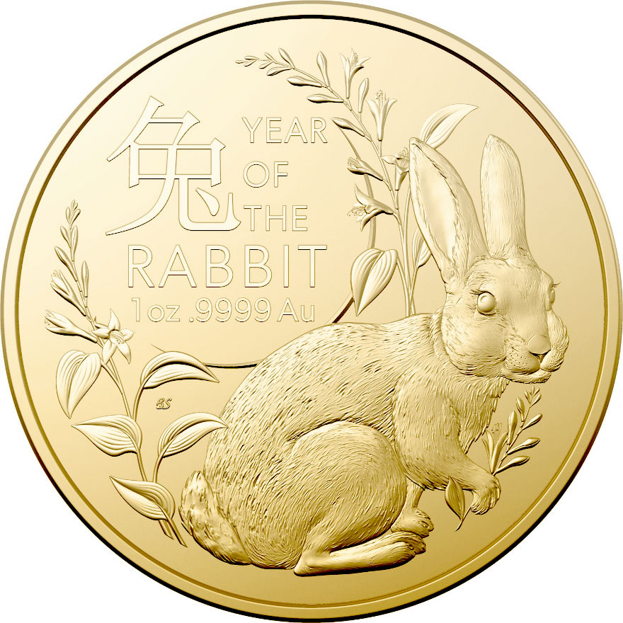 MEZEI - RAM Edelmetalle Serie Unze - Münzen HASE | 1 || Lunar | Australien Goldmünze Ausgabe - Motiv: 2023
