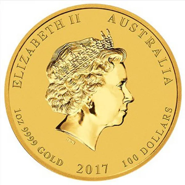 1 Unze Goldmünze Australien 2017 - Lunar Serie 2 - Motiv: HAHN