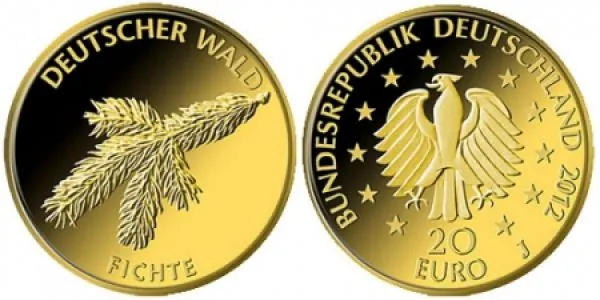 20 Euro Gold Gedenkmünze 2012 Deutscher Wald - Fichte 20 Euro Gold Gedenkmünze 2012 Deutscher Wald - Fichte