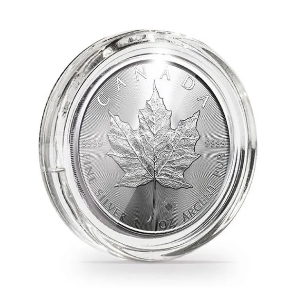 LEUCHTTURM MÜNZKAPSEL ULTRA Perfect Fit im 10er Pack passend für 1 Unze Silbermünze Kanada - Maple Leaf ( 38,00 mm )