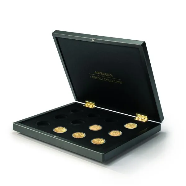 LEUCHTTURM Münzkassette für 12 x 1 Pfund Sovereign Goldmünzen in Kapseln