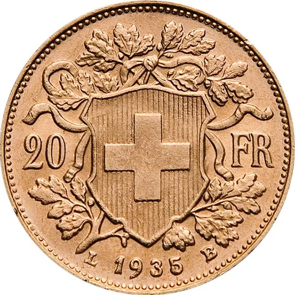 Schweiz 20 CHF Vreneli Goldmünze