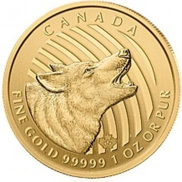 1 Unze 99999 Goldmünze Kanada 2014 - Call of the Wild Serie - Howling Wolf im Blister | 1. Ausgabe