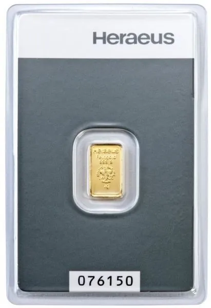 Unser Ankaufspreis für 1 Gramm Goldbarren Heraeus, Umicore, Valcambi und C. HAFNER mit Zertifikat in Blister mit Seriennummer