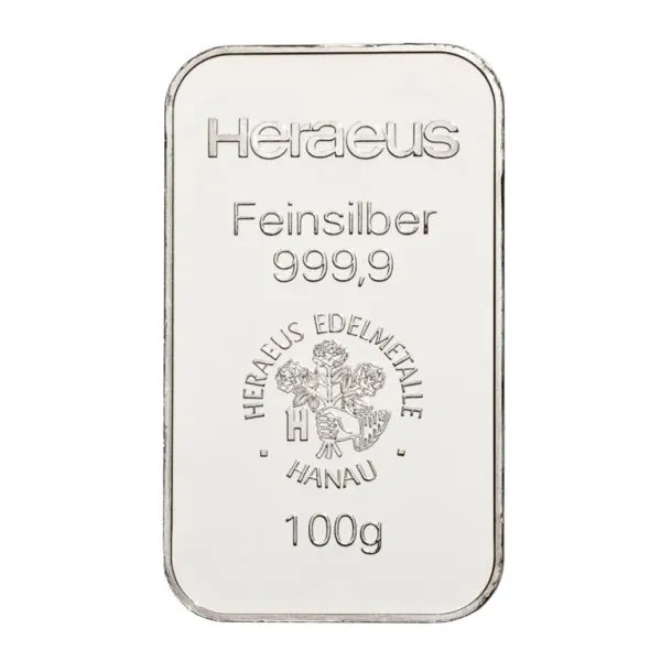 Unser Ankaufspreis für 100 Gramm Silberbarren und Münzbarren in Blister der Hersteller Heraeus und Argor Heraeus Fiji