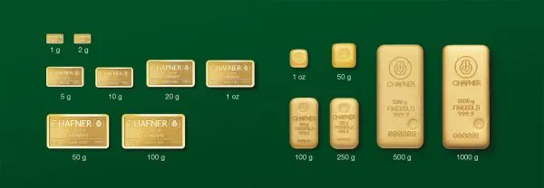 10 x 2 Gramm SmartPack Goldbarren C.HAFNER in Blister mit Seriennummer