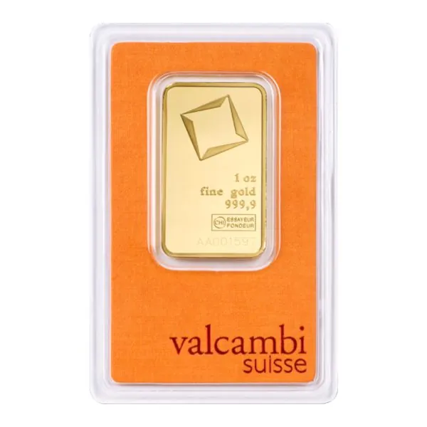 1 Unze Goldbarren Valcambi in Blister mit Seriennummer
