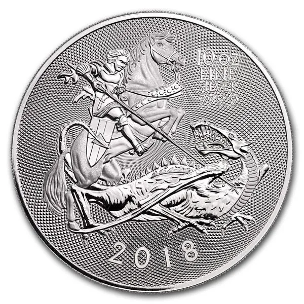 10 Unze Silbermünze Großbritannien 2018 | The Valiant - St. George und der Drache *