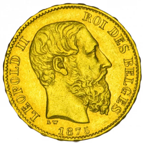 Belgien 20 Francs Goldmünze - Leopold II