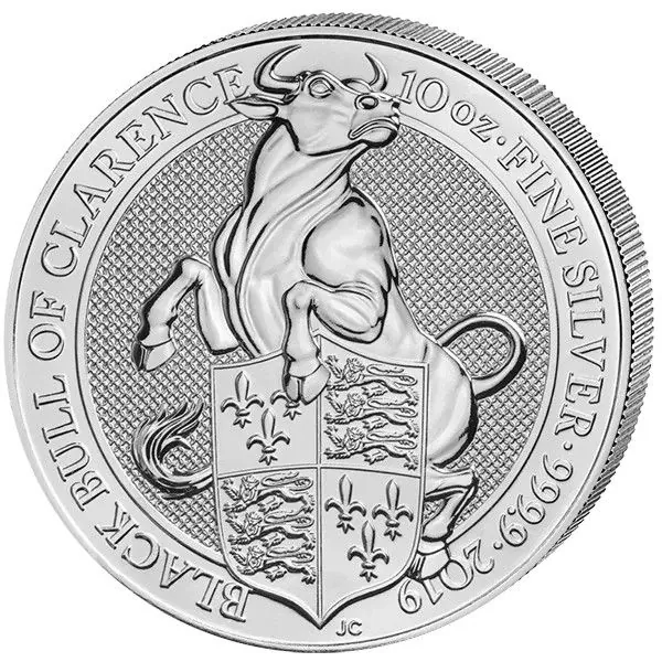 10 Unze Silbermünze Großbritannien 2019 - The Queen's Beasts | Black Bull of Clearance