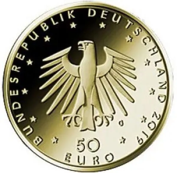 1/4 oz Goldmünze Deutschland 50 Euro 2019 Musikinstrumente Hammerflügel – 2. Ausgabe