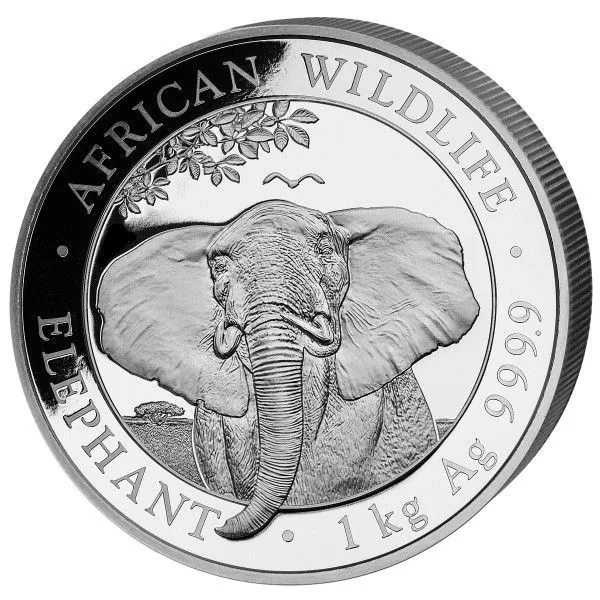1 Kilo Silbermünze Somalia 2021 - Elefant *
