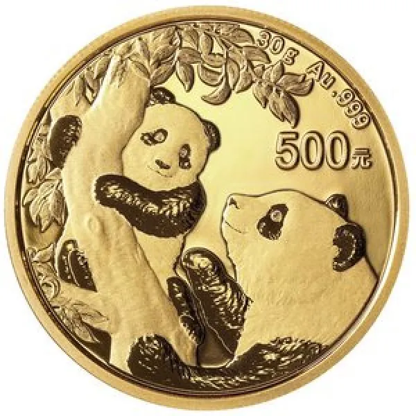 30 Gramm Goldmünze China 2021 - Panda in Original Folie
