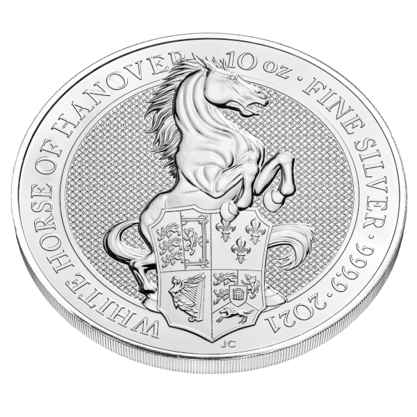 10 Unze Silbermünze Großbritannien 2021 - The Queen's Beasts | The White Horse of Hanover