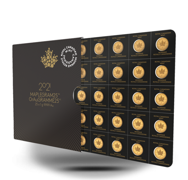 25 x 1 Gramm Goldmünze Kanada 2021 - Maple Leaf | Maplegram 25 x 1 Gramm Goldmünze Kanada 2021 - Maple Leaf | Maplegram