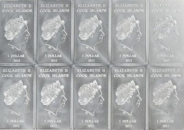 10 x 10 Gramm Cook Islands CombiBar Silbertafel Valcambi