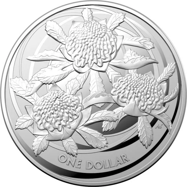 1 Unze Silbermünze Australien 2022 | Serie: Wildflowers of Australia - Motiv: Waratah | 1. Ausgabe