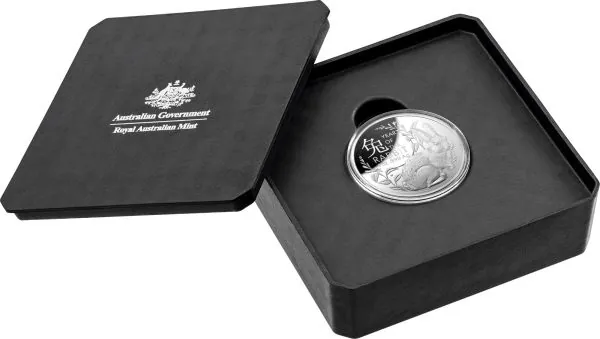 1 Unze Silbermünze Australien 2023 gewölbt in Polierte Platte - Lunar Serie - Motiv: HASE | RAM Ausgabe