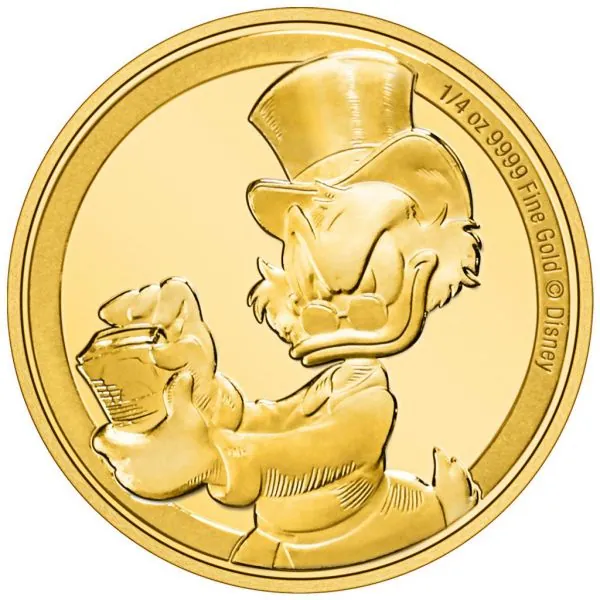 1/4 Unze Goldmünze Niue 2022 in Polierte Platte | Disney`s Classics Ausgabe - Motiv: 75 jähriges Jubiläum Dagobert Duck ™ - Scrooge McDuck ™