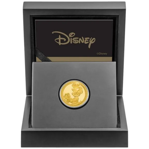 1/4 Unze Goldmünze Niue 2022 in Polierte Platte | Disney`s Classics Ausgabe - Motiv: 75 jähriges Jubiläum Dagobert Duck ™ - Scrooge McDuck ™