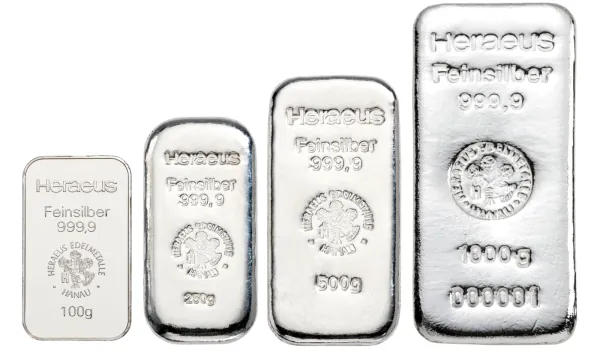 Heraeus 18 x Silberbarren im Investmentpaket mit insgesamt 5000 Gramm Silber