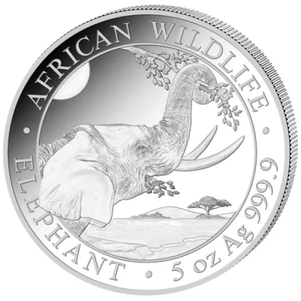 5 Unze Silbermünze Somalia 2023 - Elefant