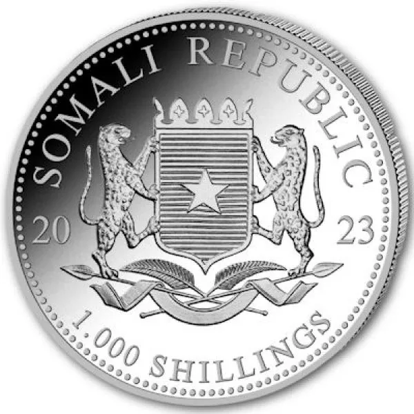 10 Unze Silbermünze Somalia 2023 - Elefant